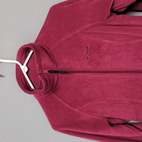 M pink columbia full zip up fleece jacket w collar zip pockets elastic cuffs hem - Picture 4 of 11